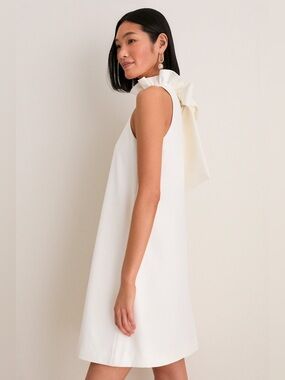 Tuckernuck White Blythe Bow Tie Back Mini Dress XL